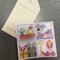 set van 4 stuks borduurlabels met sinterklaas borduurpatroontjes