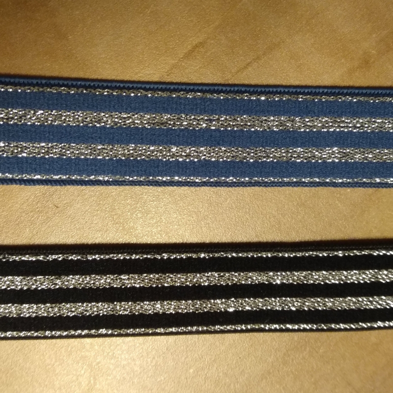 zwart of met zilver streep elastiek van 2,5 breed - stoffennl.nl
