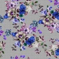 Groepjes bloemen op grijs, tricot van Megan Blue