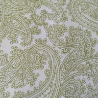 Quiltkatoen: groen paisley  op creme van Michael Miller
