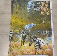 Tricot paneel van Bipp design met prachtig dessin met zebra's en bloemen