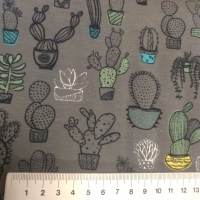 Plantjes, cactussen tricot op donkergrijze ondergrond van Bipp design