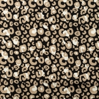 katoen, panterprint zwart ondergrond met taupe en wit