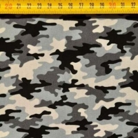 katoen, camouflage print zwart grijs wit