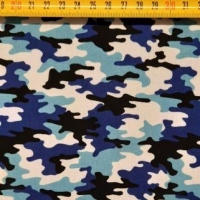 katoen, camouflage print blauw tinten