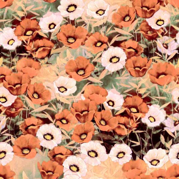 Digitale tricot met terra beige bloemen