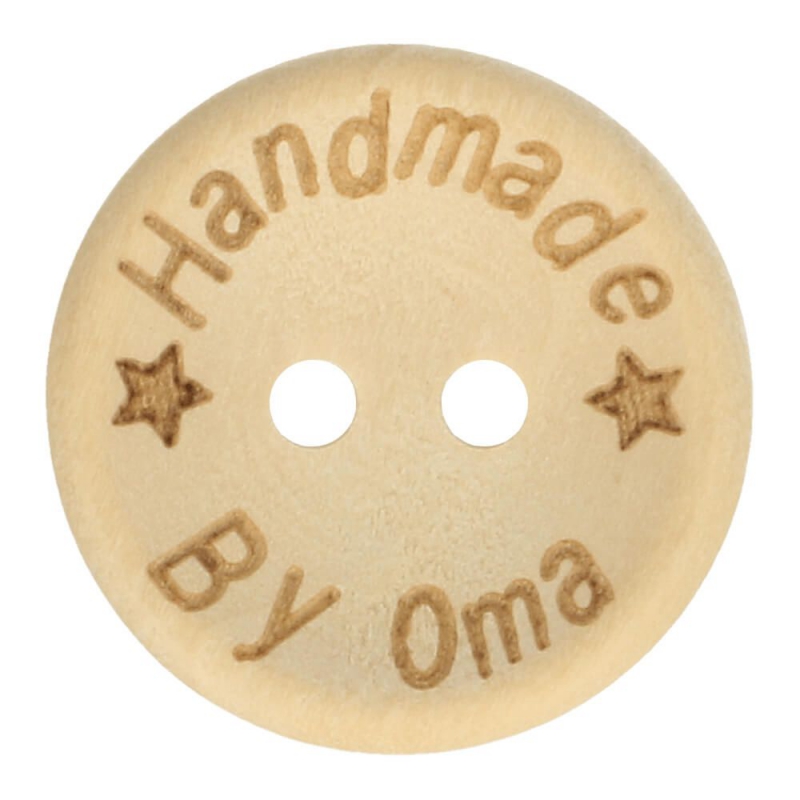 Houten knoop "Handmade by Oma" 20 mm