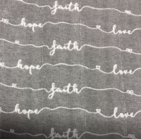 Grijs met wit hydrofiel tricot faith, hope, love