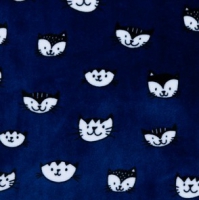 donkerblauwe nicky velours met zwart wit kattekopjes