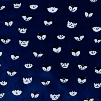 donkerblauwe nicky velours met zwart wit kattekopjes