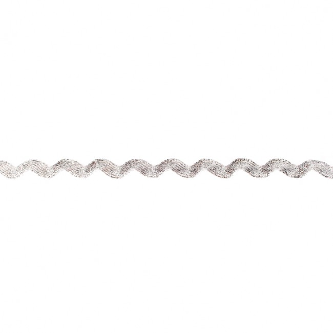 Zilver lurex zigzag band 13 mm breed