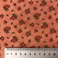 Fat quarter (50x55 cm) rozig met kleine rode roosjes