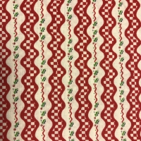 kerst quiltkatoen roomwit met rood zigzag en hulst