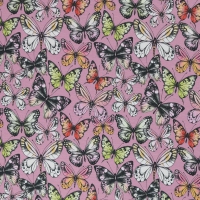 Katoenen tricot roze met vlinders