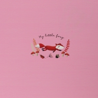 Tricot paneel 50 bij 65 cm: roze met vos ornament