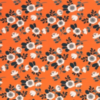 Retro bloemen op oranje tricot