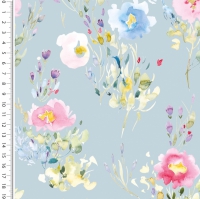 digitale tricot lichtblauw met watercolour bloemen