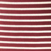 Soepel vallende donkerrood met creme gestreept rib tricot