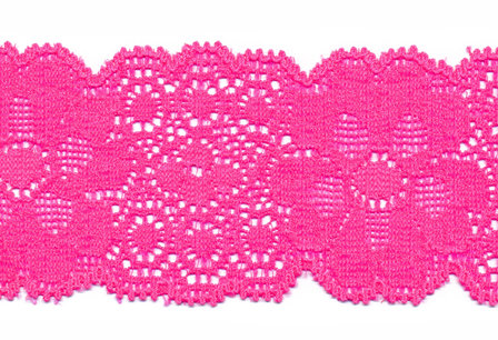 Knal roze elastisch kant 5 cm breed