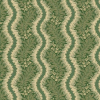 quiltkatoen groen met beige zigzagmotief bladeren