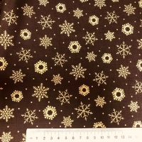Faq 50x55 cm quiltstof zwart met gouden sneeuwvlokken