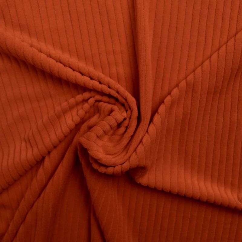warm oranje soepele polyester stretch ribfluweel