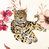 digitale tricot luipaard en bloemen van Snoozy fabrics