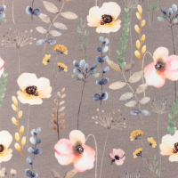 digitale tricot wilde bloemen  op kiezel van Snoozy fabrics
