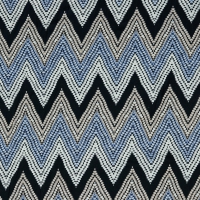 zachte polyester tricot donkerblauw wit zand zigzag motief