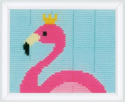 Spansteek borduurpakket Flamingo, voor kinderen