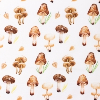 Digitaal bedrukte katoen roomwit met paddestoelen