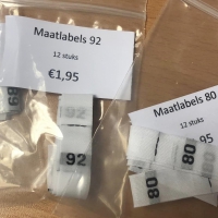 zakje met 12 maatlabels