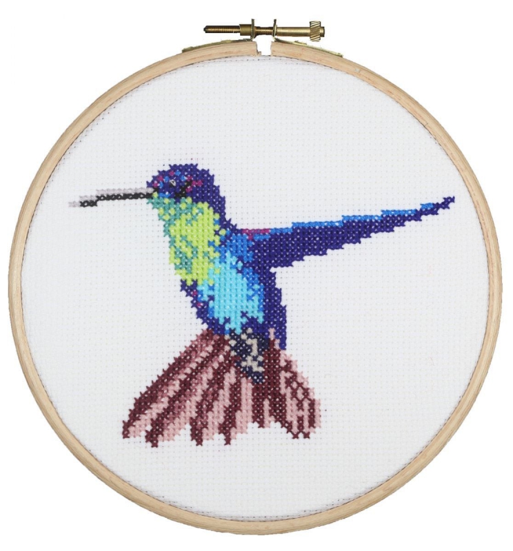 Kruissteek tel borduurpakket kolibri