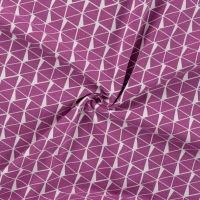 violet katoenen tricot met wit grafisch dessin
