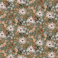 Legergroen sweat met bloemen dessin