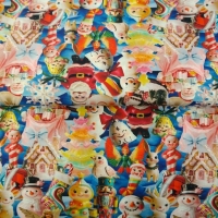 katoen met bonte kerstmotieven