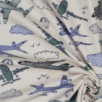 Vliegtuigen  tricot creme met blauw