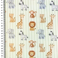 Gestreepte katoenen poplin met wilde dieren