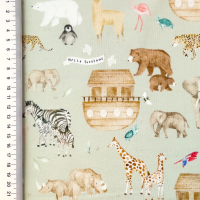 Katoenen tricot met dieren bij de Ark van Noach