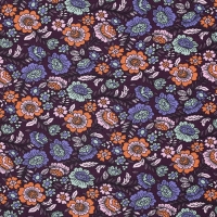katoenen tricot paars oranje gebloemd