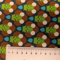 katoenen tricot met muisjes in groen, blauw en bruin