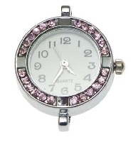 Horloge klokje  met roze strass
